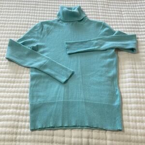 Victor Alfaro Blue Cashmere Turtleneck Sweater Size M